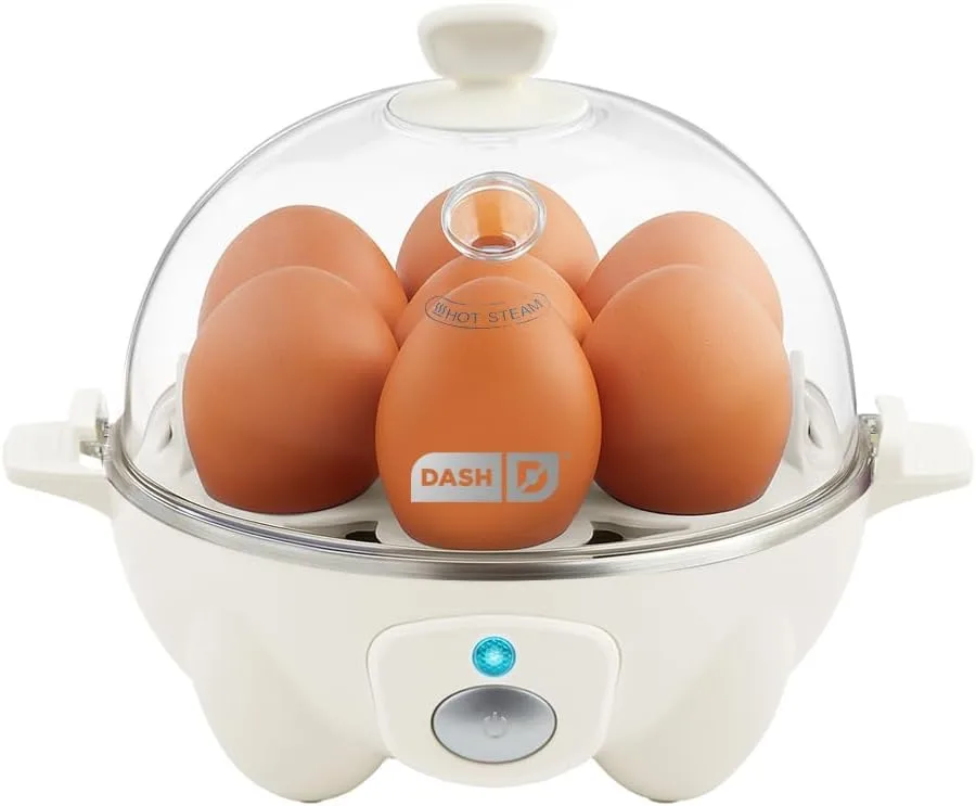 Dash Rapid Egg Cooker, 7 Hard Boiled Eggs, Cream | Electric Egg Poacher, Boiler, Steamer & Omelette Maker Machine, Soft or Poached Eggs for Breakfast, Auto Shut-Off, BPA-Free