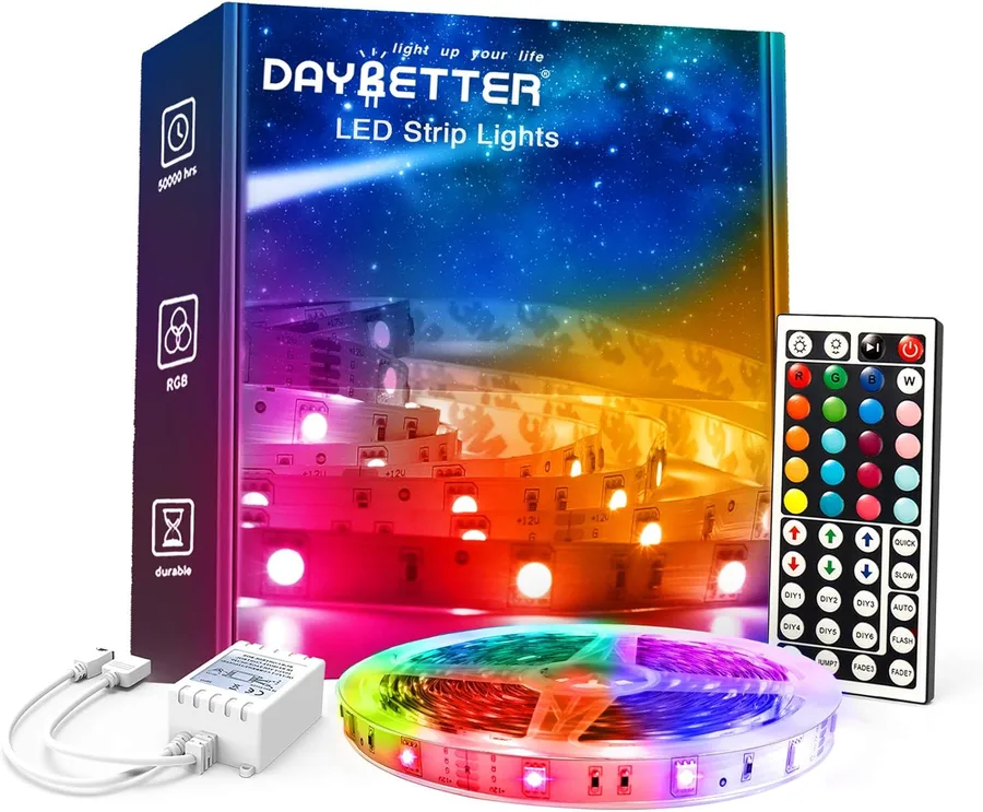 DAYBETTER Led Lights for Bedroom, 32.8ft Led Strip Lights RGB Color Changing Strip Light with Remote Control, Led Light for Room Decor, Home Decor