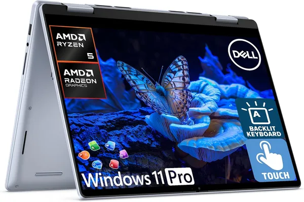 Dell Inspiron 14 2-in-1 Laptop for 2026 Business, Lifetime Office, Al Copilot, 14” FHD+ Touchscreen, AMD Ryzen 5, 16GB RAM, 1