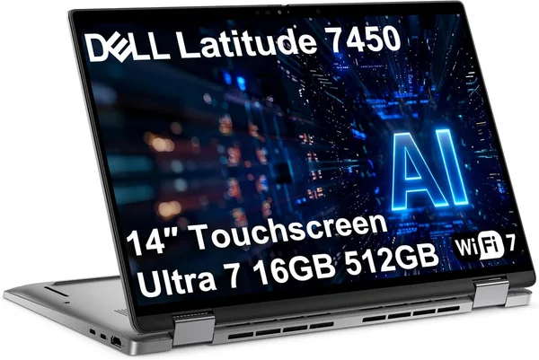 Dell Latitude 7450 7000, 2-in-1 Business AI Laptop (14" FHD+ Touch, Intel Ultra 7 165U (> i7-1365U), 16GB DDR5, 512GB SSD) Th