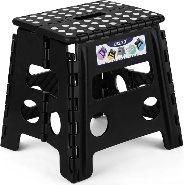 Delxo Folding Step Stool, 13 inch Non-Slip Foldable Stools Up to 300 LBS, Step Stool with Handle, Lightweight for Kitchen, Ba