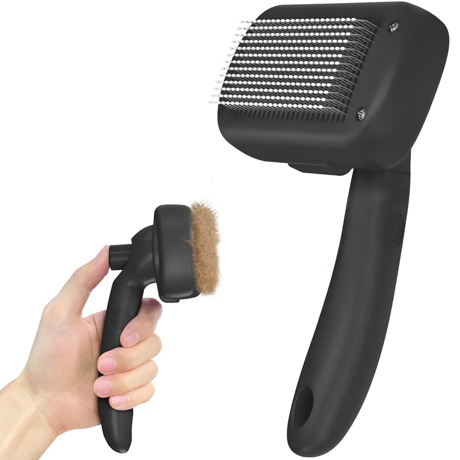 Dipoo Self Cleaning Shedding Brush - Skin Friendly Grooming Tool for Dogs, Cats, and Puppies, Deshedding and Hair Removal for
