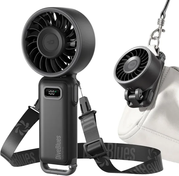 Diveblues Portable Turbo Fan, 100 Speed Handheld Fan with Strong Airflow, Foldable 4 in 1 Personal Fan for Neck, Desk & Trave