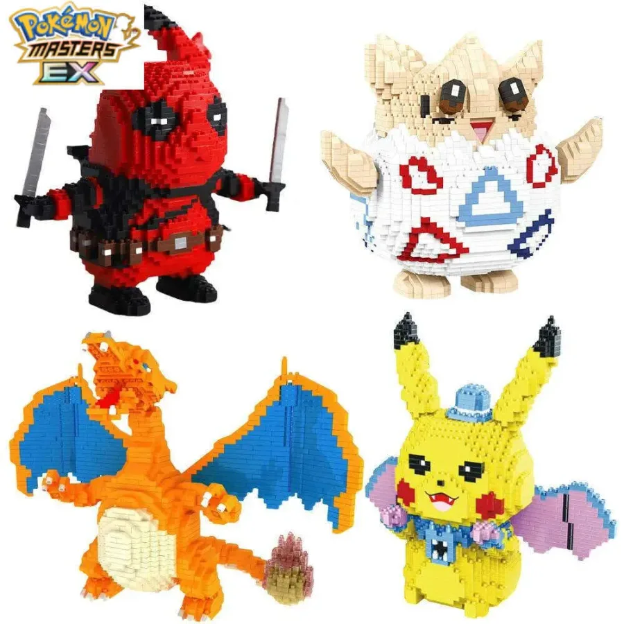 DIY Pokemon Building Blocks Cartoon Pikachu Bulbasaur Toy Children's Assembled Model Pet Elf Kid Children Gift Compatible Lego L260203