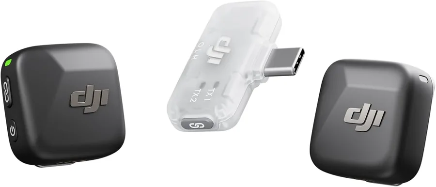 DJI Mic Mini (2 TX + 1 Mobile RX), Ultralight, Active Noise Cancelling | Wireless Lavalier Microphone for iPhone 17/16/15 & Android/PC/Tablet, Plug-and-Play, 300m Transmission, Youtube, Vlog