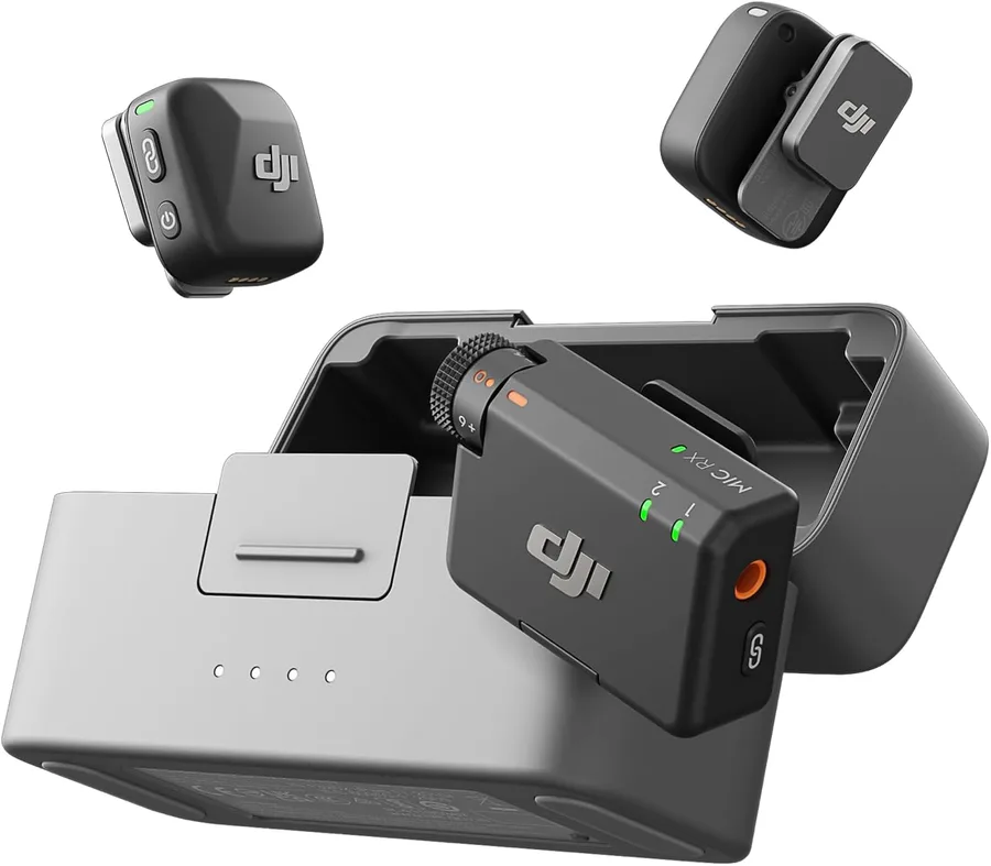 DJI Mic Mini (2 TX + 1 RX + Charging Case), Ultralight, Detail-Rich Audio | 48h Use, Noise Cancelling, Automatic Limiting, Wireless Microphone for Camera/iPhone/Android, Vlog, Streaming