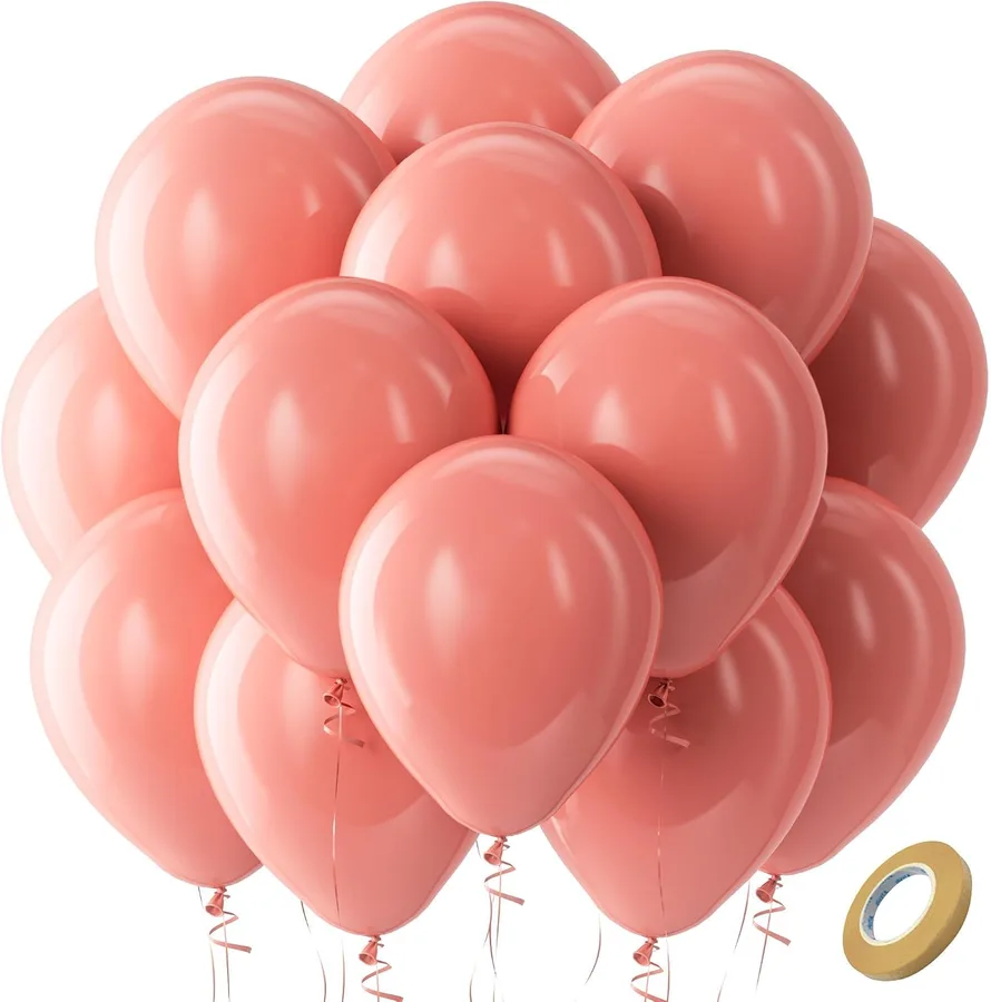 Dusty Pink Latex Party Balloons 100 Pack 12 inch | Blush Rose Pink Balloons for Birthday Wedding Anniversary Gender Reveal Boho Theme Party Decoration