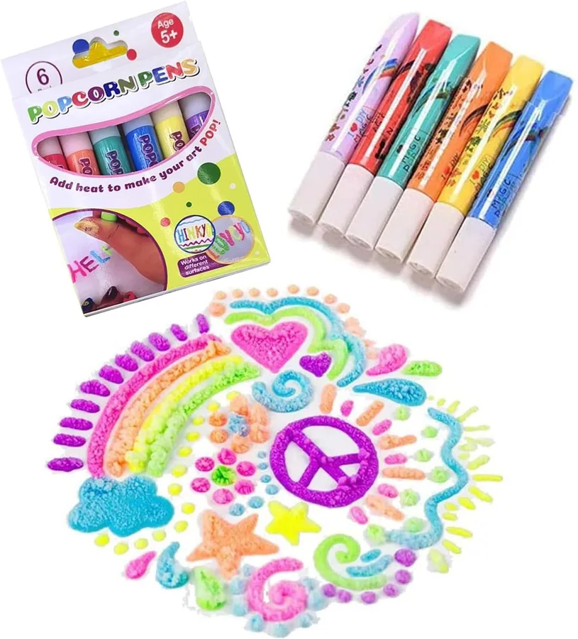 DYUEXI Bubble Puffy Pens 3D Art Kit for Girls | Create Raised 3D Puffy With Bubble Pens, Includes 6 Vibrant Colors, Dries Wit