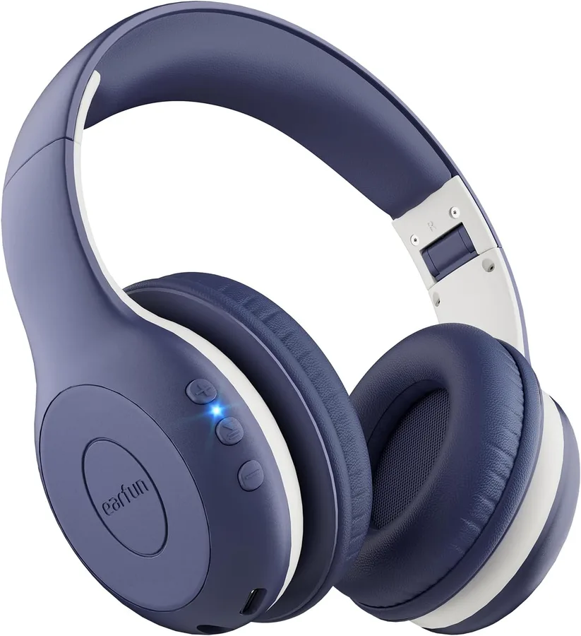 EarFun K2 Kids Bluetooth Headphones, Kids Headphones with Volume Limited, 40H Playtime, Built-in Mic, Stereo Sound, Foldable
