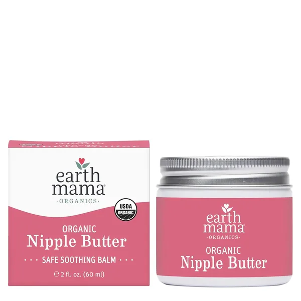 Earth Mama Organic Nipple Butter - 2 fl oz - Lanolin-Free Nipple Cream - Safe, Soothing Balm for Breastfeeding - Postpartum E