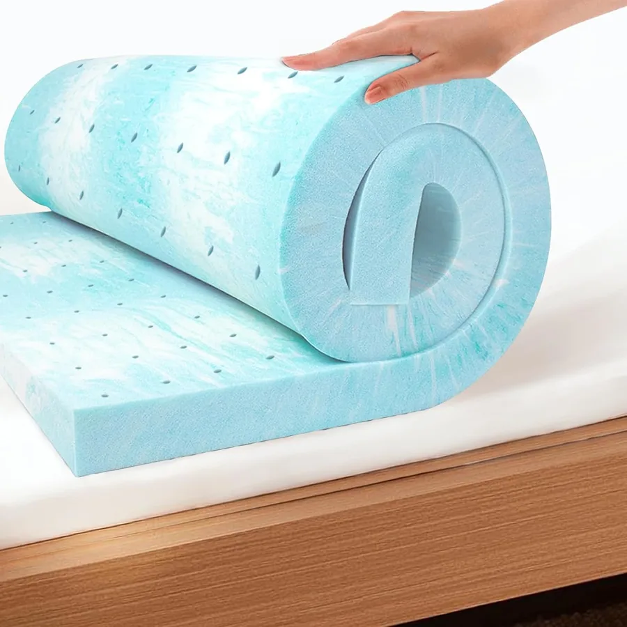 EGO Topper 2 Inch Twin Memory Foam Mattress Topper, Gel Foam Mattress Topper for Pressure Relief, Ventilated Design Bed Toppe