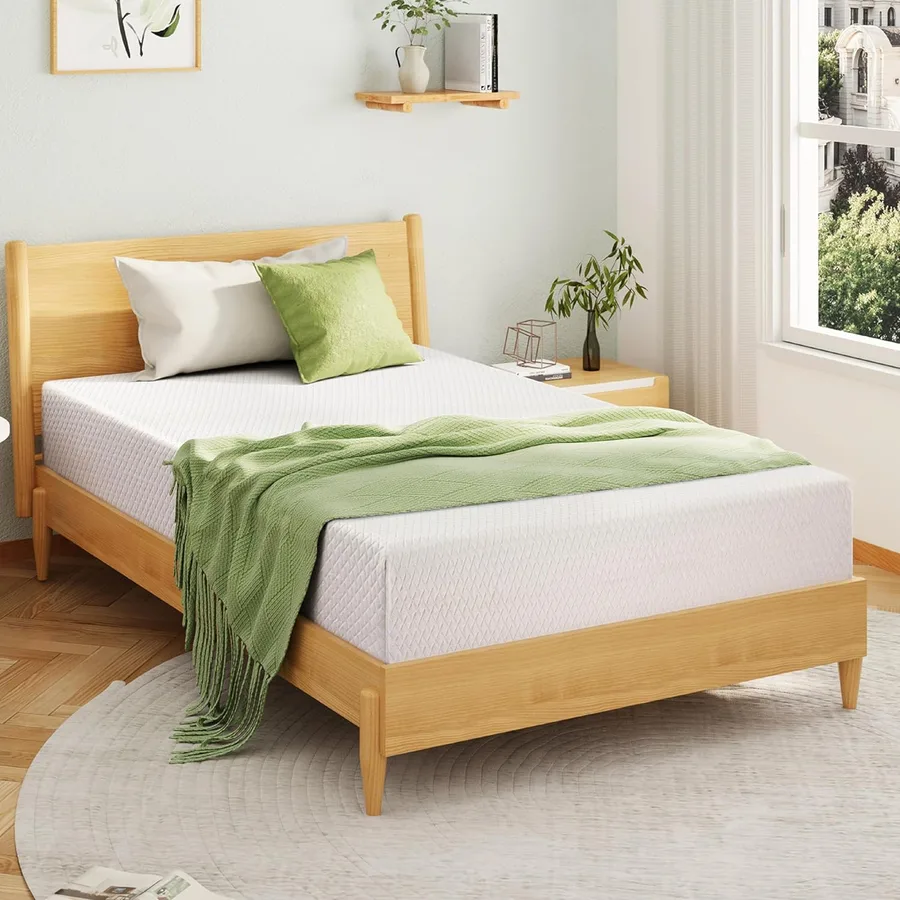 EGOHOME Full Size Memory Foam Mattress, 8 Inch Bed Mattress in A Box with Cooling Green Tea Gel, Pressure Relief with Medium