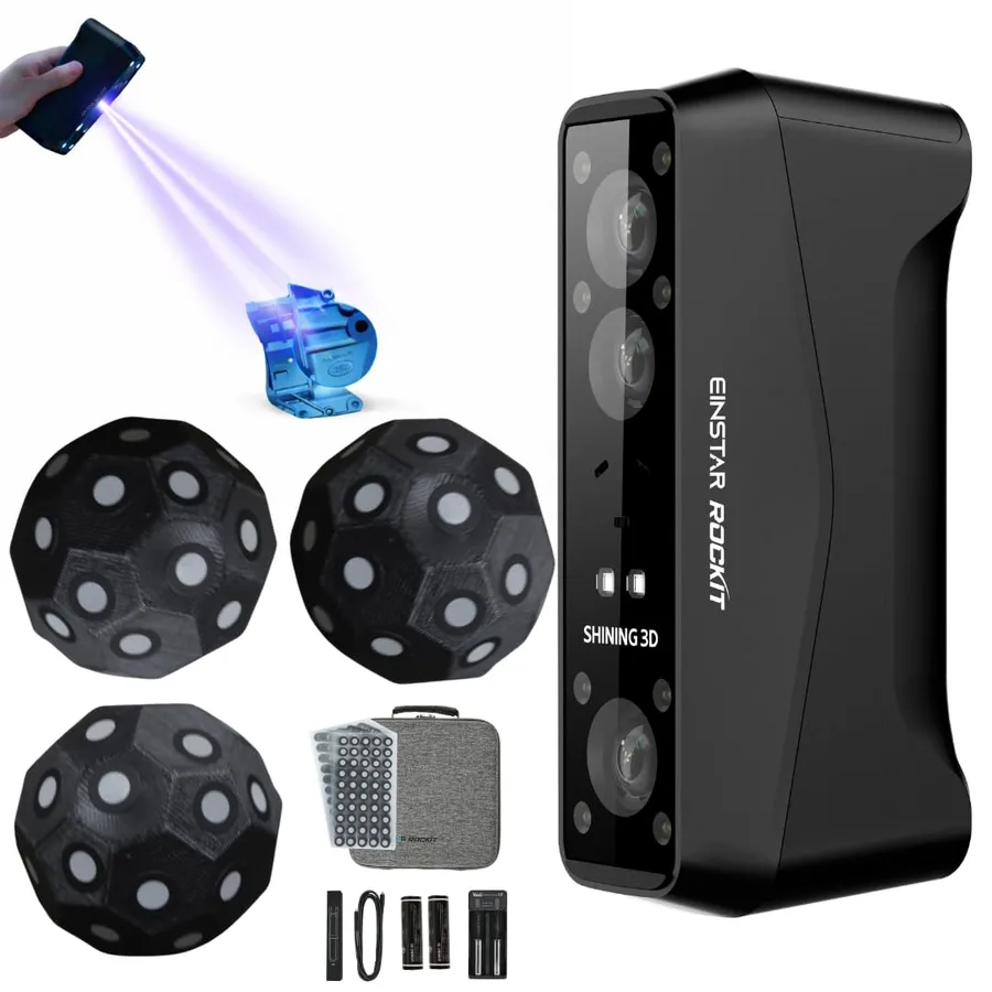 EINSTAR Rockit Wireless Handheld 3D Scanners, Dual Light Source, 38 Blue Laser Lines, 7 Parallel Laser Lines, 0.05mm HD Resol