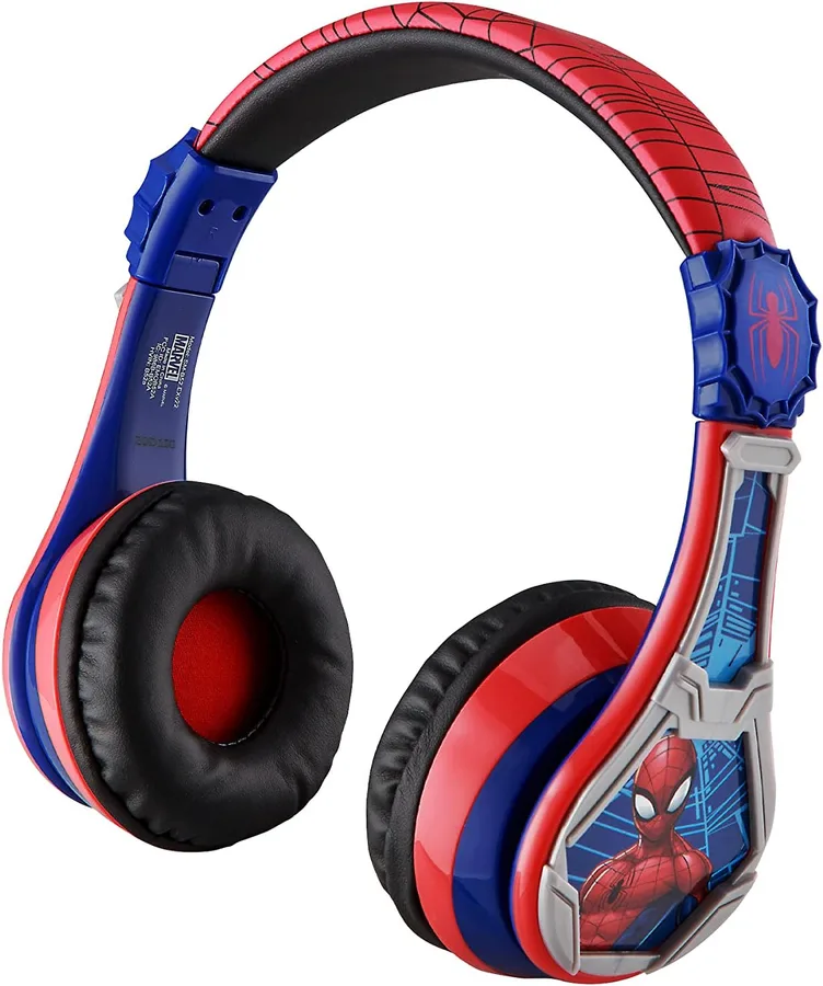 eKids Spiderman Wireless Bluetooth Portable Headphones with Microphone, Volume Reduced to Protect Hearing Rechargeable Batter
