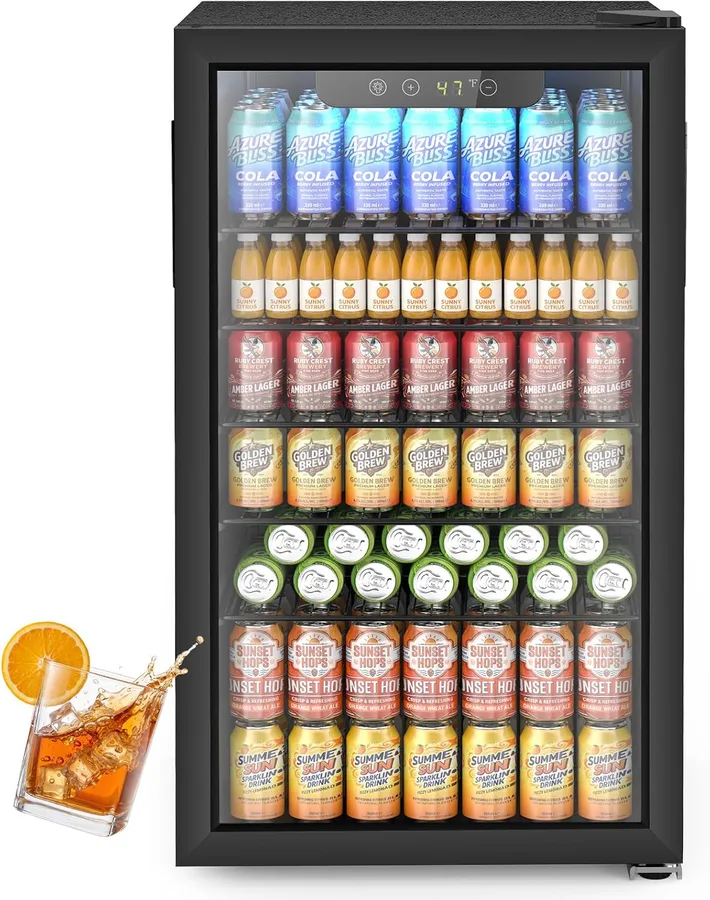 Electactic Mini Fridge 130 Can Beverage Refrigerator Cooler, 3.1 Cu.Ft Drink Fridge for Soda Wine Beer, Adjustable Temperature Control for Home Office, Black