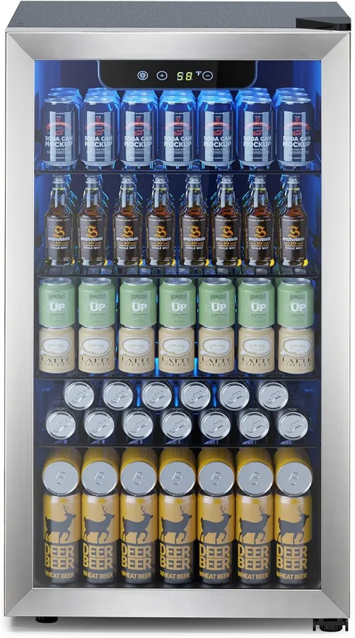 Electactic Mini Fridge 130 Can Beverage Refrigerator Cooler, 3.2 Cu.Ft Drink Fridge forSoda Wine Beer, Digital Temperature Control Cooler for Home, Dorm, Bar