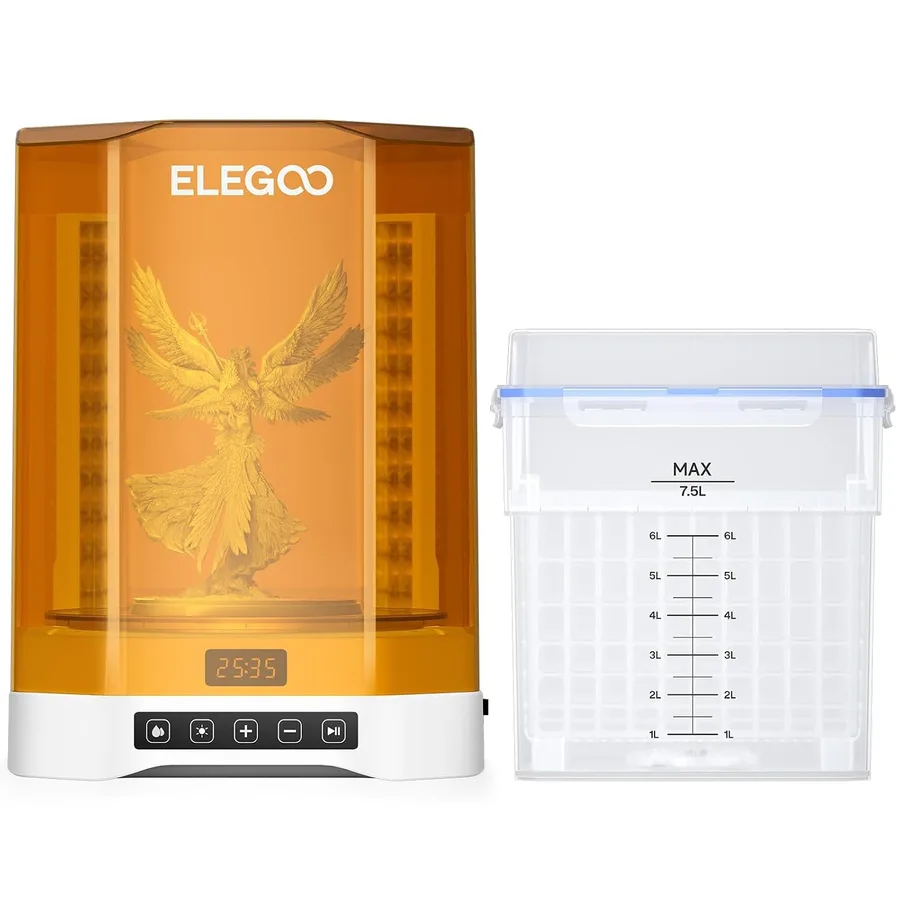ELEGOO Mercury Plus V3.0 Wash and Cure Station, 7.5 L Large Capacity, Compatible with Mars Saturn Photon Halot MSLA LCD DLP 3