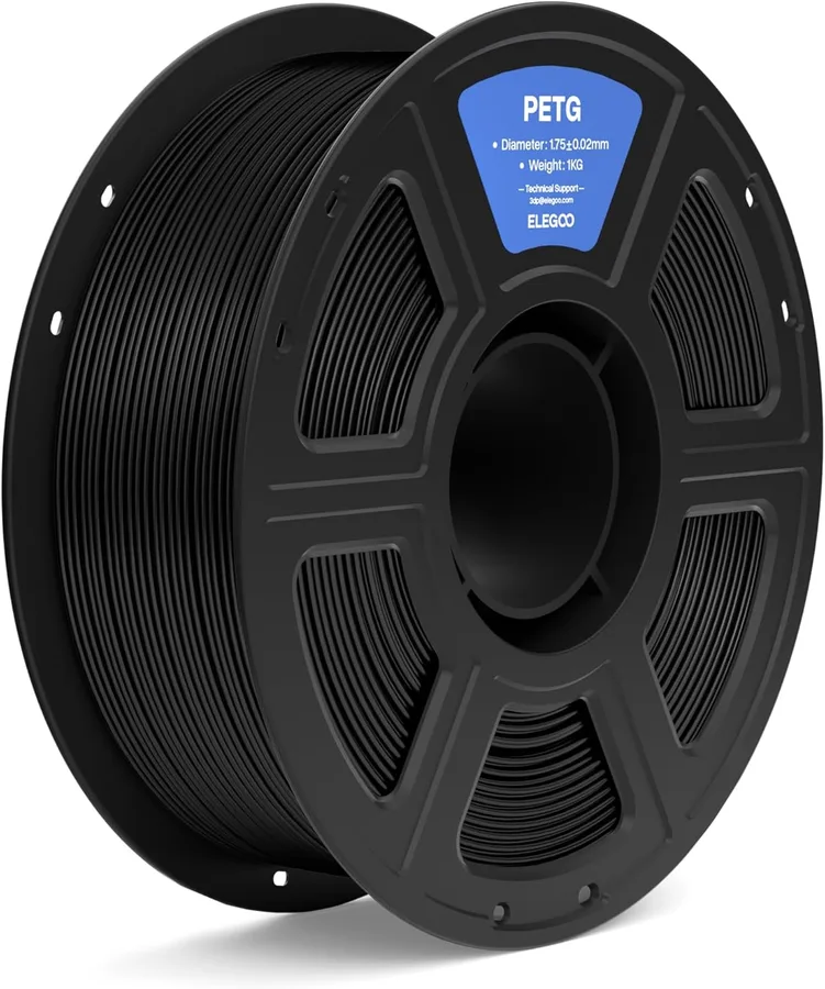 ELEGOO PETG Filament 1.75mm Black 1KG, 3D Printer Filament Dimensional Accuracy +/- 0.02 mm, 1kg Spool(2.2lbs) Fits for Most