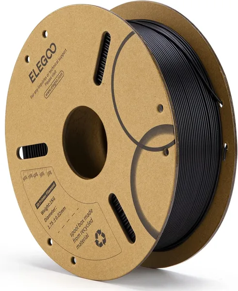 ELEGOO PLA Filament 1.75mm Black 1KG, 3D Printer Filament Dimensional Accuracy +/- 0.02mm, 1kg Cardboard Spool(2.2lbs) 3D Pri