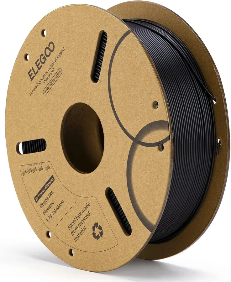 ELEGOO PLA Filament 1.75mm Black 1KG, 3D Printer Filament Dimensional Accuracy +/- 0.02mm, 1kg Cardboard Spool(2.2lbs) 3D Pri