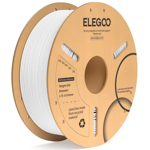 ELEGOO PLA Plus Filament 1.75mm White 1KG, PLA+ Tougher and Stronger 3D Printer Filament Pro Dimensional Accuracy +/- 0.02mm,