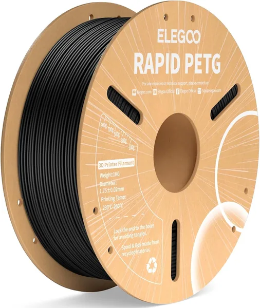 ELEGOO Rapid PETG Filament 1.75mm Black 1KG, High Speed 600mm/s 3D Printer Filament Dimensional Accuracy +/- 0.02 mm, 1kg Car