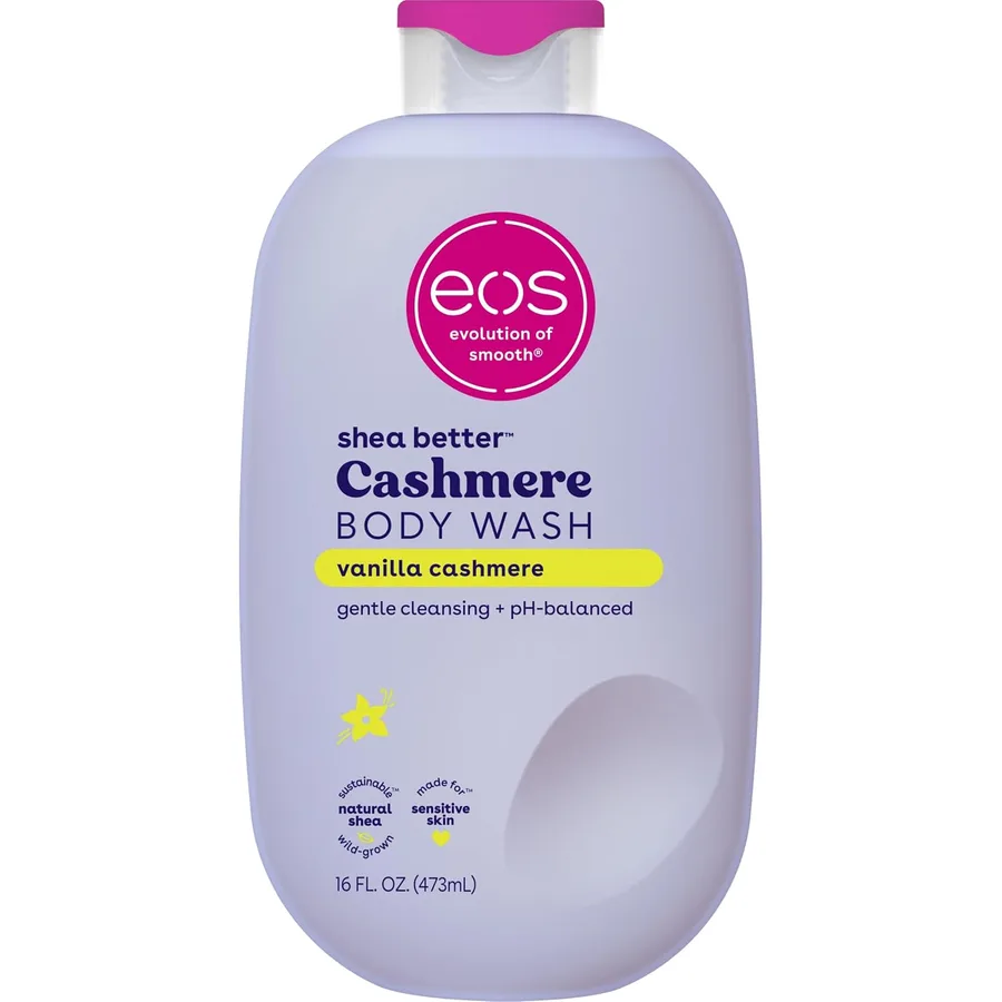 eos Body Wash, Vanilla, Moisturizing Creamy Gel Formula with Shea Butter, Glycerin, Vitamin E, pH Balanced, Sensitive Skin, V