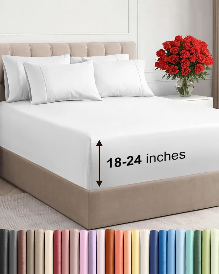 Extra Deep King Sheet Set - 6 Piece Breathable and Cooling Sheets - Hotel Luxury Bedding for Women, Men, Kids & Teens - Easy