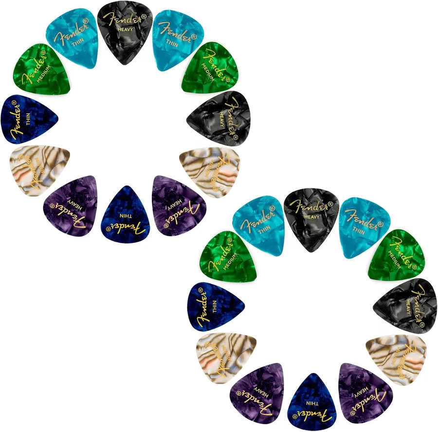 Fender Premium 24 Pack Picks Sampler - Includes Thin, Medium & Heavy Gauges (Austin Bazaar Exclusive)