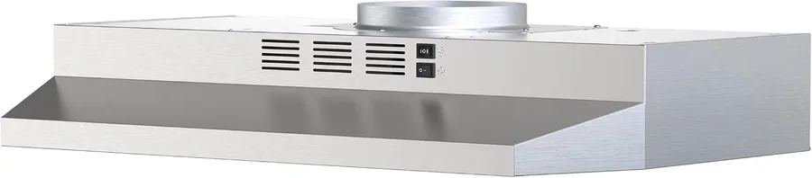 FIREGAS Under Cabinet Range Hood 30 inch, 300 CFM Ducted/Ductless Convertible, 2-Speed Exhaust Fan with LED Light & Rocker Control, Stainless Steel Kitchen Vent Hood