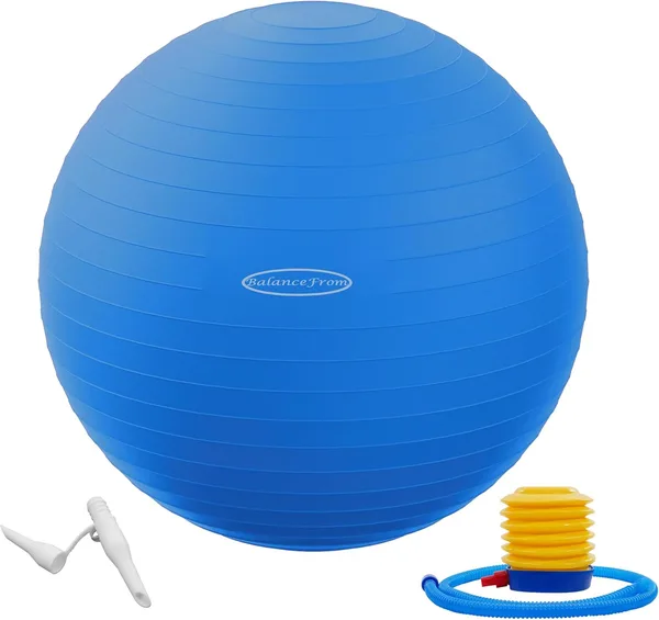 Fitvids Anti-Burst and Slip Resistant Exercise Yoga Fitness Birthing Ball with Quick Pump, 2,000-Pound Capacity, Multiple Col
