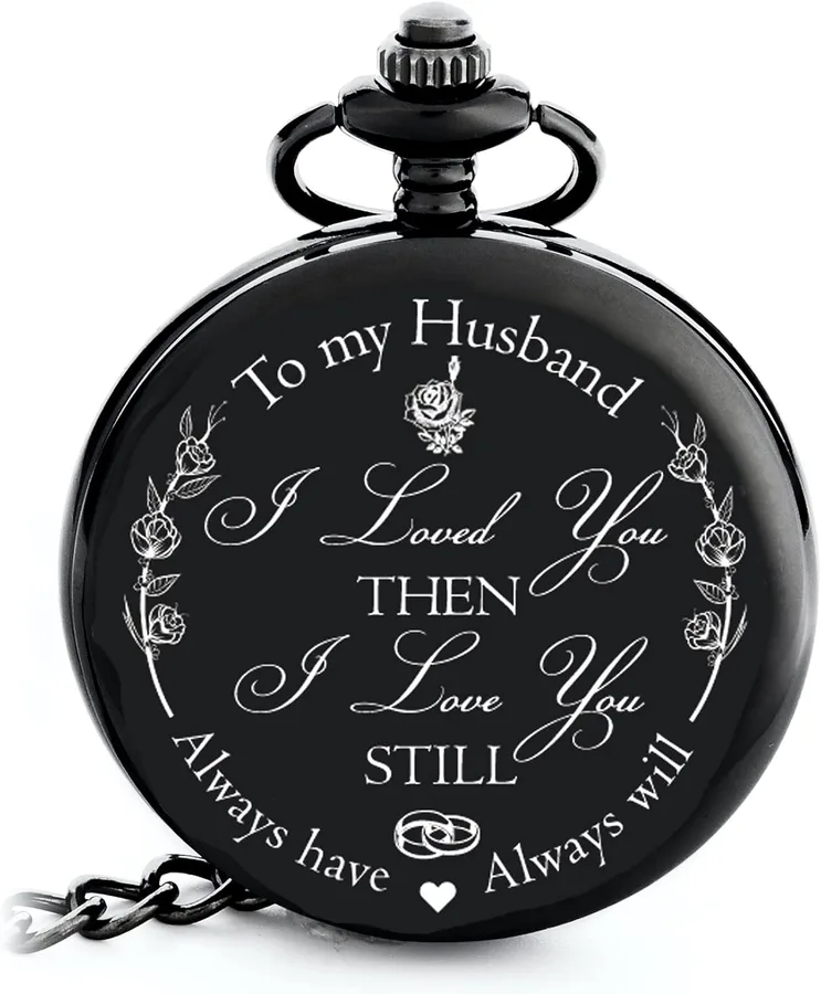 FJ FREDERICK JAMES Anniversary Gift's for Men - Engraved ‘to My Husband’ Pocket Watch | Anniversary Gift's for Him I Love You