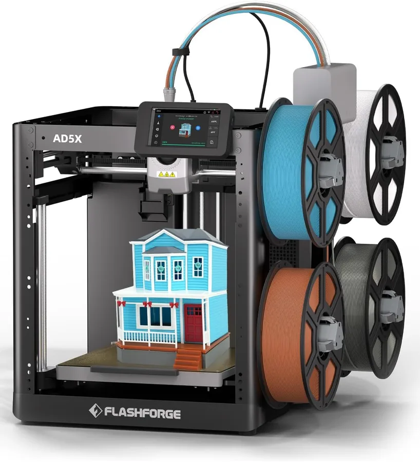 FLASHFORGE AD5X Multi-Color 3D Printer 4 Colors with IFS, Fully Auto Leveling FDM 3D Printer with Max 600mm/s High Speed Prin