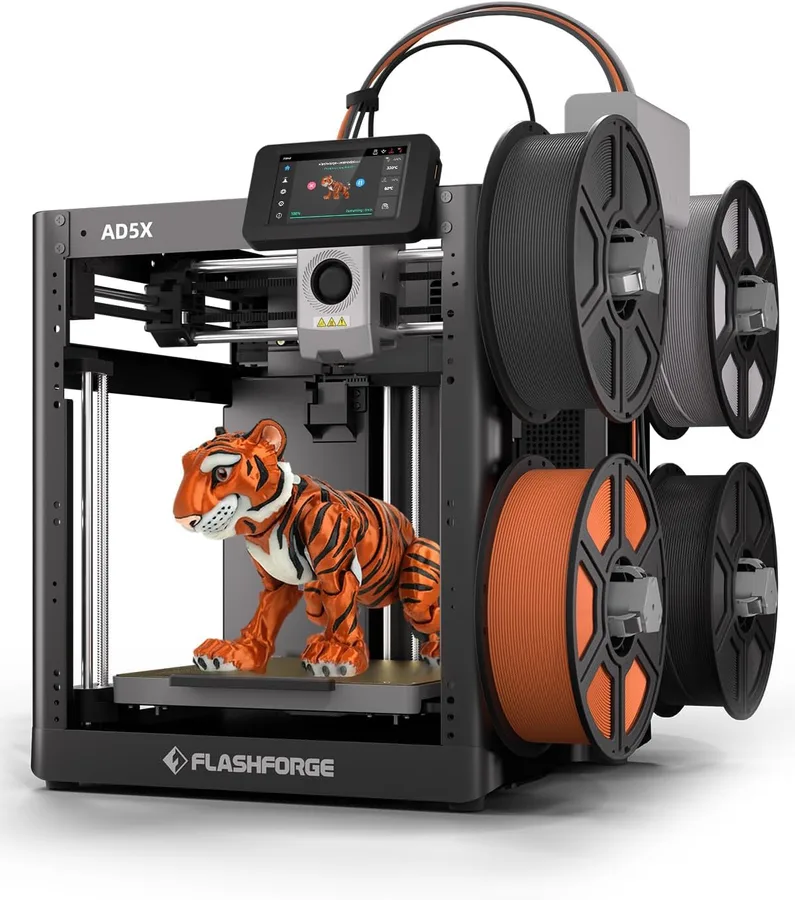 FLASHFORGE AD5X Multi-Color 3D Printer, CoreXY 600mm/s High-Speed, 1-Click Auto Leveling, 300°C Direct Drive Extruder, 220x22