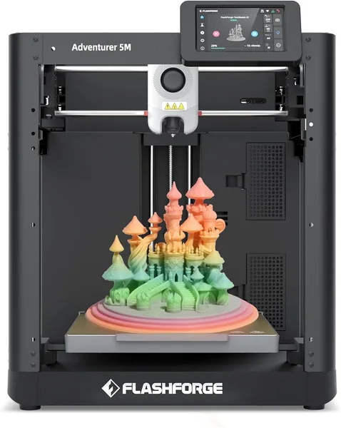 Flashforge Adventurer 5M 3D Printer for Beginners, 600mm/s Fast Printing, Direct Drive (280°C), Auto-Leveling, 8.7"x8.7"x8.7"