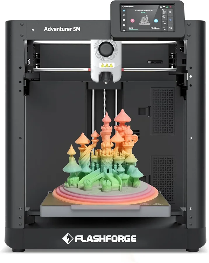 Flashforge Adventurer 5M 3D Printer for Beginners, 600mm/s Fast Printing, Direct Drive (280°C), Auto-Leveling, 8.7"x8.7"x8.7"
