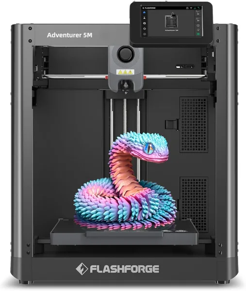 FLASHFORGE Adventurer 5M 3D Printer with Fully Auto Leveling, Max 600mm/s High Speed Printing, 280°C Direct Extruder with 3S