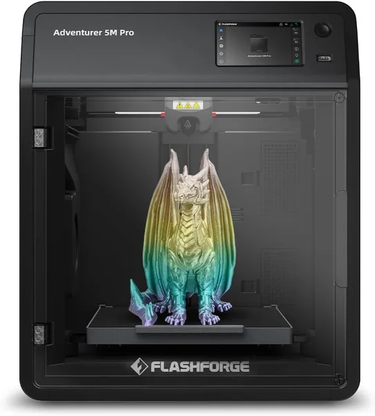 FLASHFORGE Adventurer 5M Pro 3D Pinter, 600mm/s High-Speed with 1 Click Fully Auto Printing Systerm, Quick Detachable 280°C D