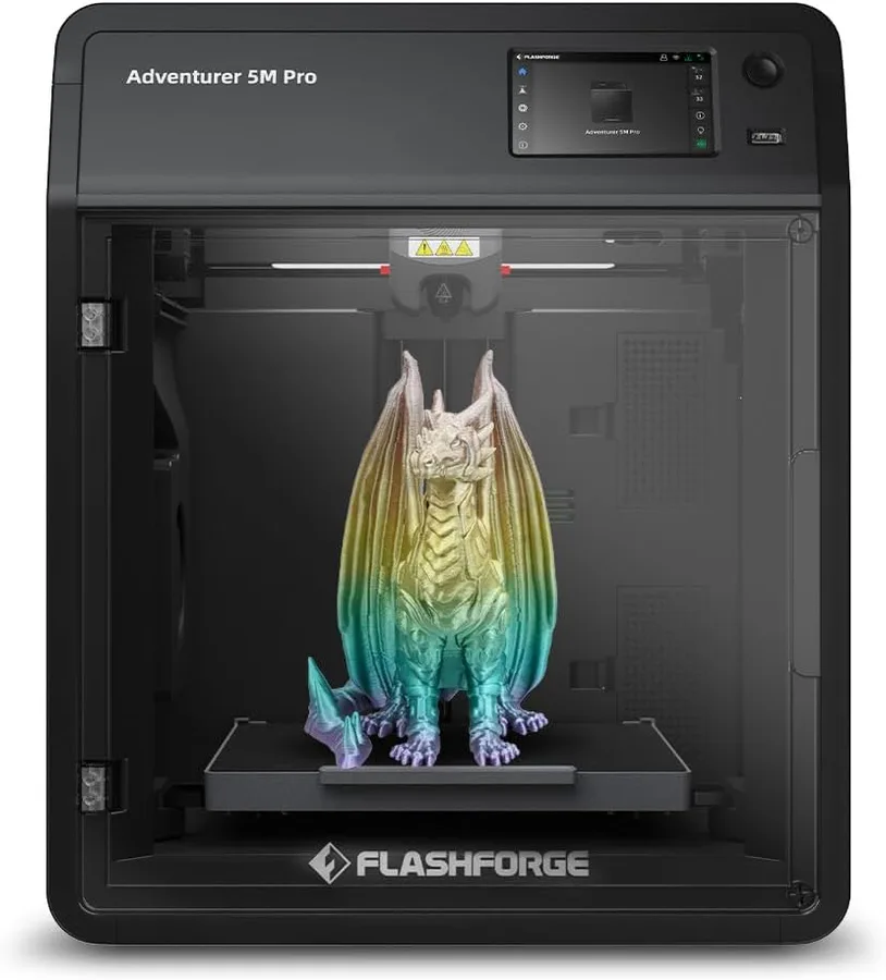FLASHFORGE Adventurer 5M Pro 3D Pinter, 600mm/s High-Speed with 1 Click Fully Auto Printing Systerm, Quick Detachable 280°C D