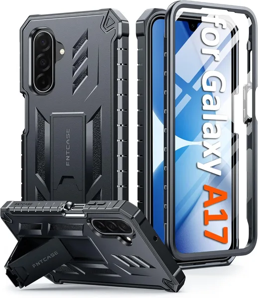 FNTCASE for Galaxy A17-5G Phone Case: for Samsung Galaxy A17 with [Built-in Screen Protector & Kickstand] [Military-Grade Dro