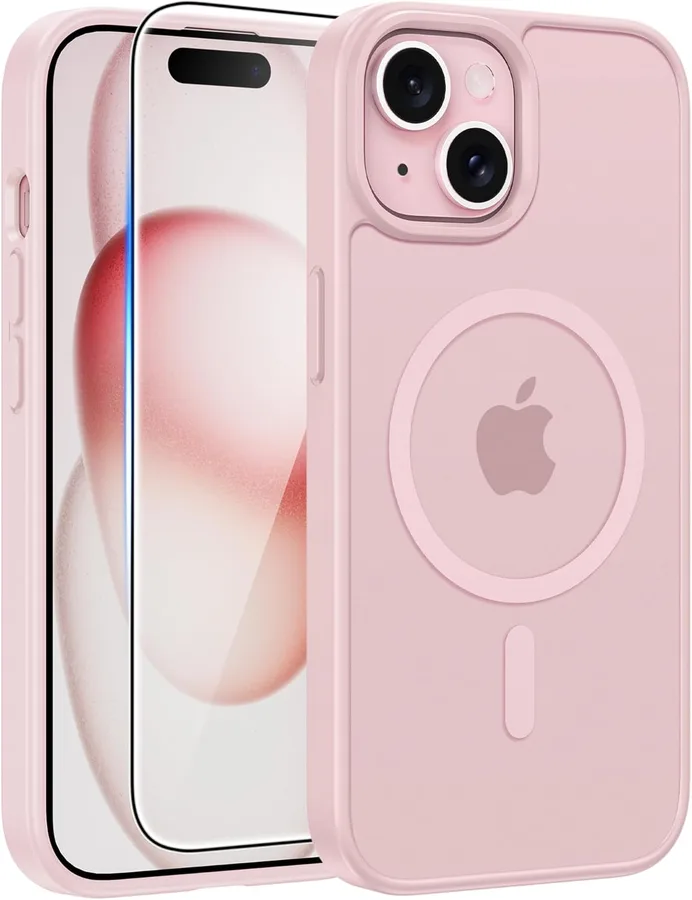 FNTCASE for iPhone 15 Case: for iPhone 14 Case & iPhone 13 Case [Compatible with Magsafe] Translucent Matte Cases with [Scree