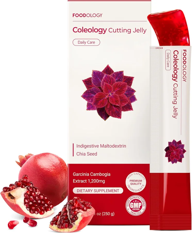 FOODOLOGY Coleology Cutting Stick Jelly (Pomegranate) – Dietary Fiber Supplement for Healthy Weight Management, Chia Seeds &