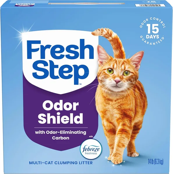 Fresh Step Odor Shield Multi Cat Clumping Cat Litter with Febreze Freshness, Low Dust, Odor Control with Ammonia Block Techno