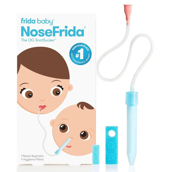 Frida Baby NoseFrida SnotSucker for Baby, Nasal Aspirator for Baby, Nose Sucker Baby Nasal Aspirator & 4 Hygiene Filters to H