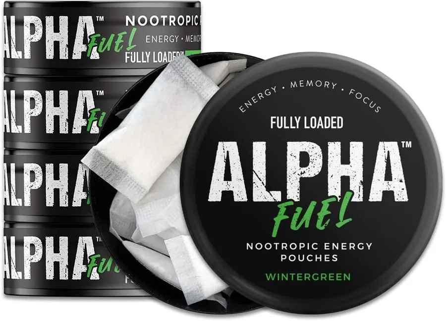 Fully Loaded Alpha Fuel Nootropic Pouches (Wintergreen Fuel) - Nootropic Energy Pouches with Caffeine, Alpha GPC, Tyrosine, T