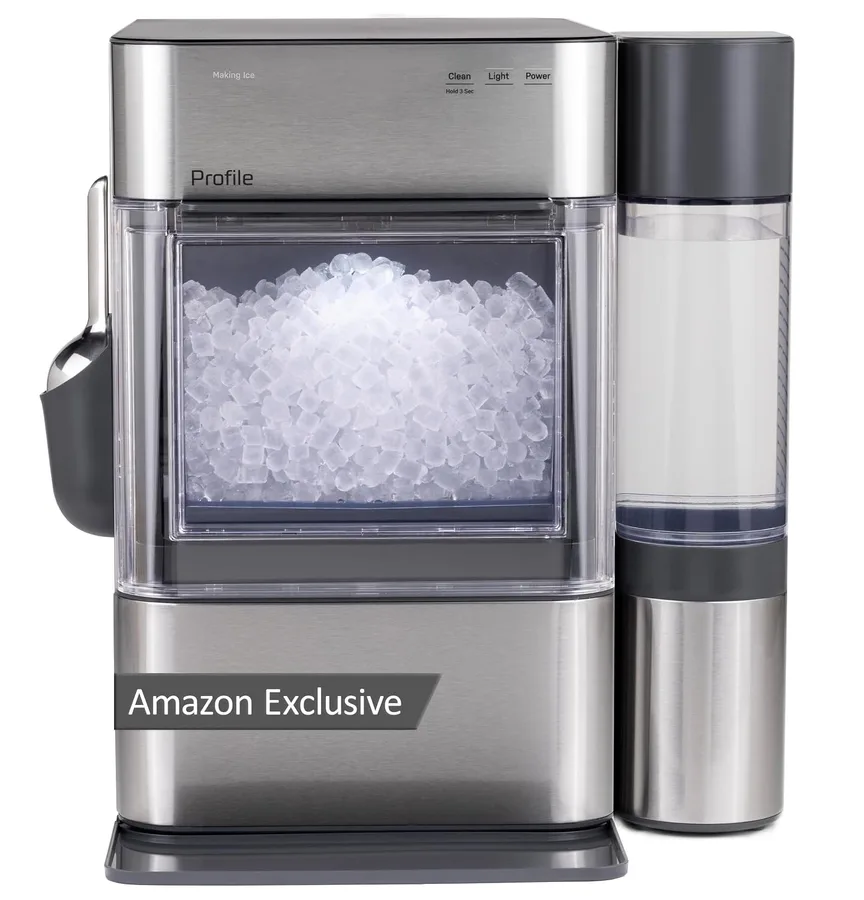 GE Profile Opal Ultra, Countertop Nugget Ice Maker, 1 Gal XL Side Tank, *Amazon Exclusive*, 38 lbs/Day, Pebble Pellet Crushed Ice Machine, WiFi Stainless Steel