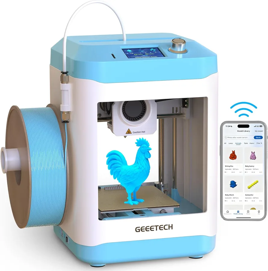 Geeetech Smart 3D Printer for Kids and Beginners, WiFi Mini 3D Printers with App Control, High Speed and Quality Printing, Fu