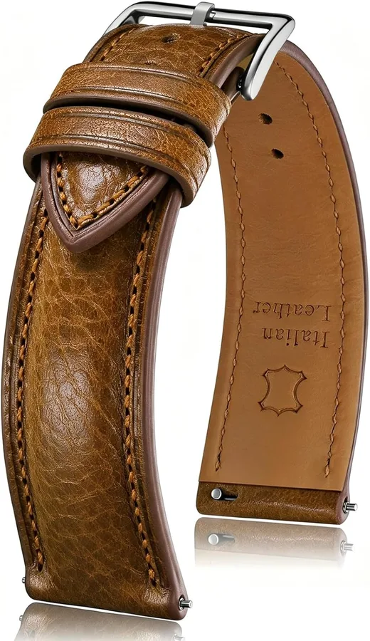 Getalia Italian leather Watch Band Tuscany Natural Vegetable-Tanned Full Grain Genuine Leather,18mm 19mm 20mm 21mm 22mm Quick