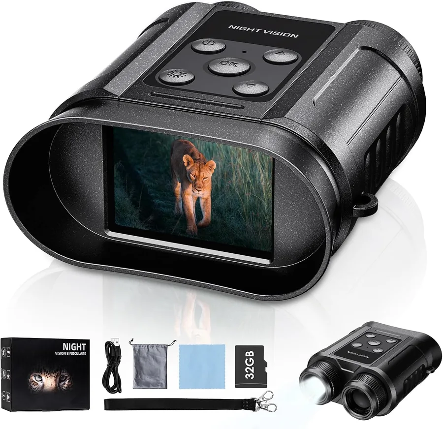 Gifts for Men & Teens Night Vision Goggles, Night Vision Binoculars | 32GB card included; photo/video capture for wildlife watching, outdoor learning, birthday gifts for outdoor lovers