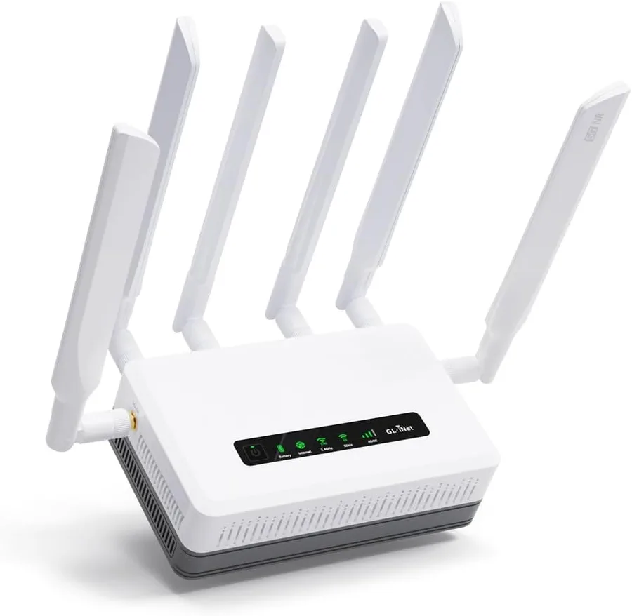 GL-XE3000 (Puli AX) 5G Router with Dual SIM Card Slot, Wi-Fi 6 Cellular Routers, Built-in Battery, Multi-WAN, VPN, OpenWrt, Secure 5G Router for Office, Retail, Events, Business